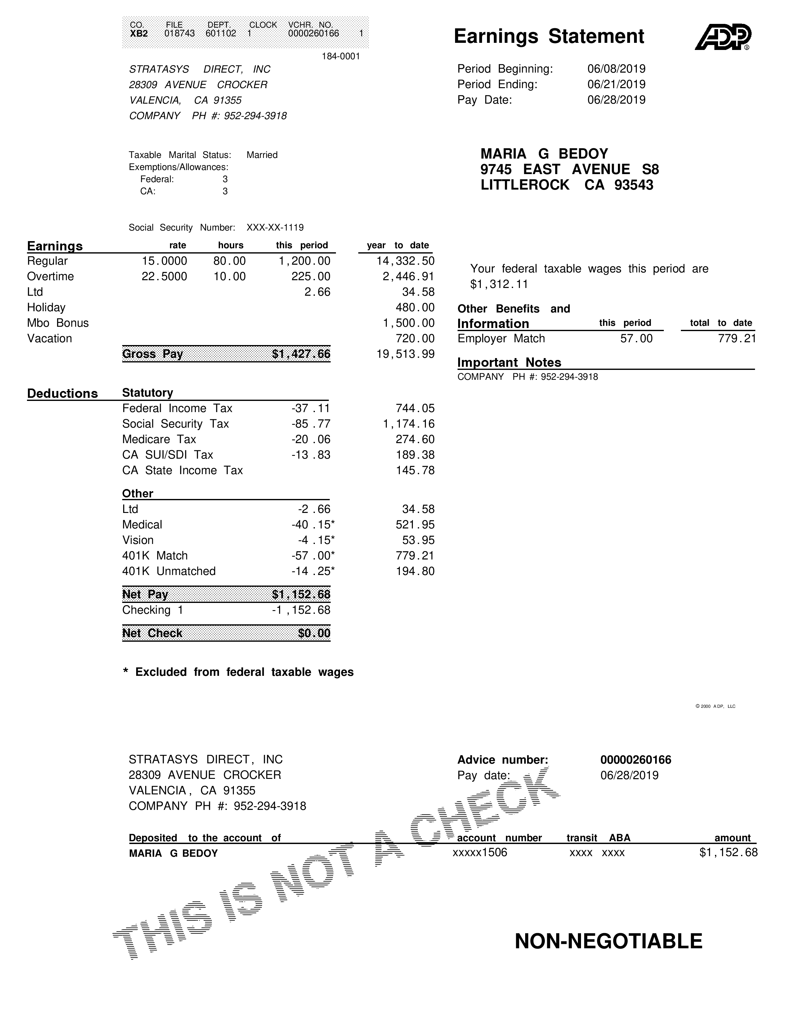 ADP Paystub template