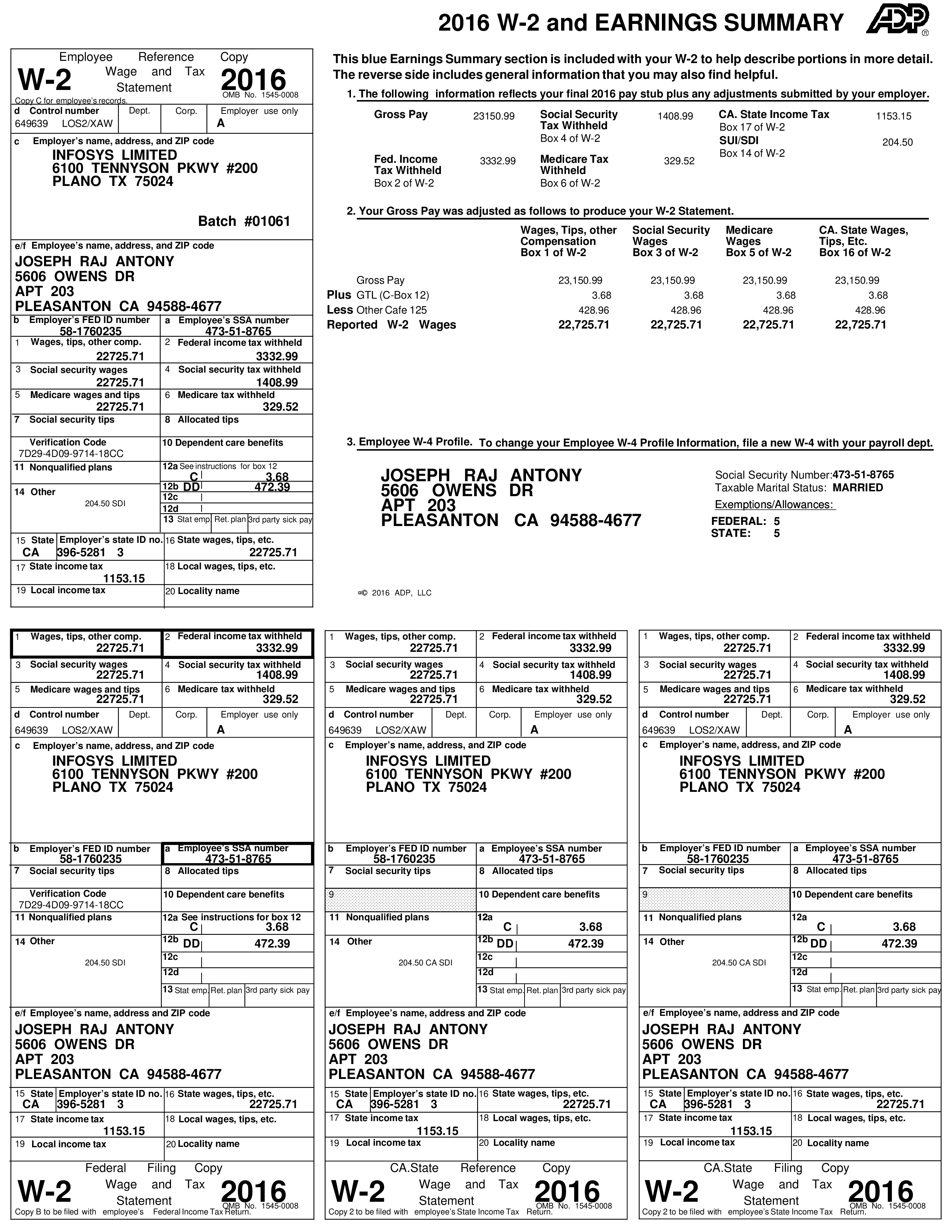 2016 ADP W2 template