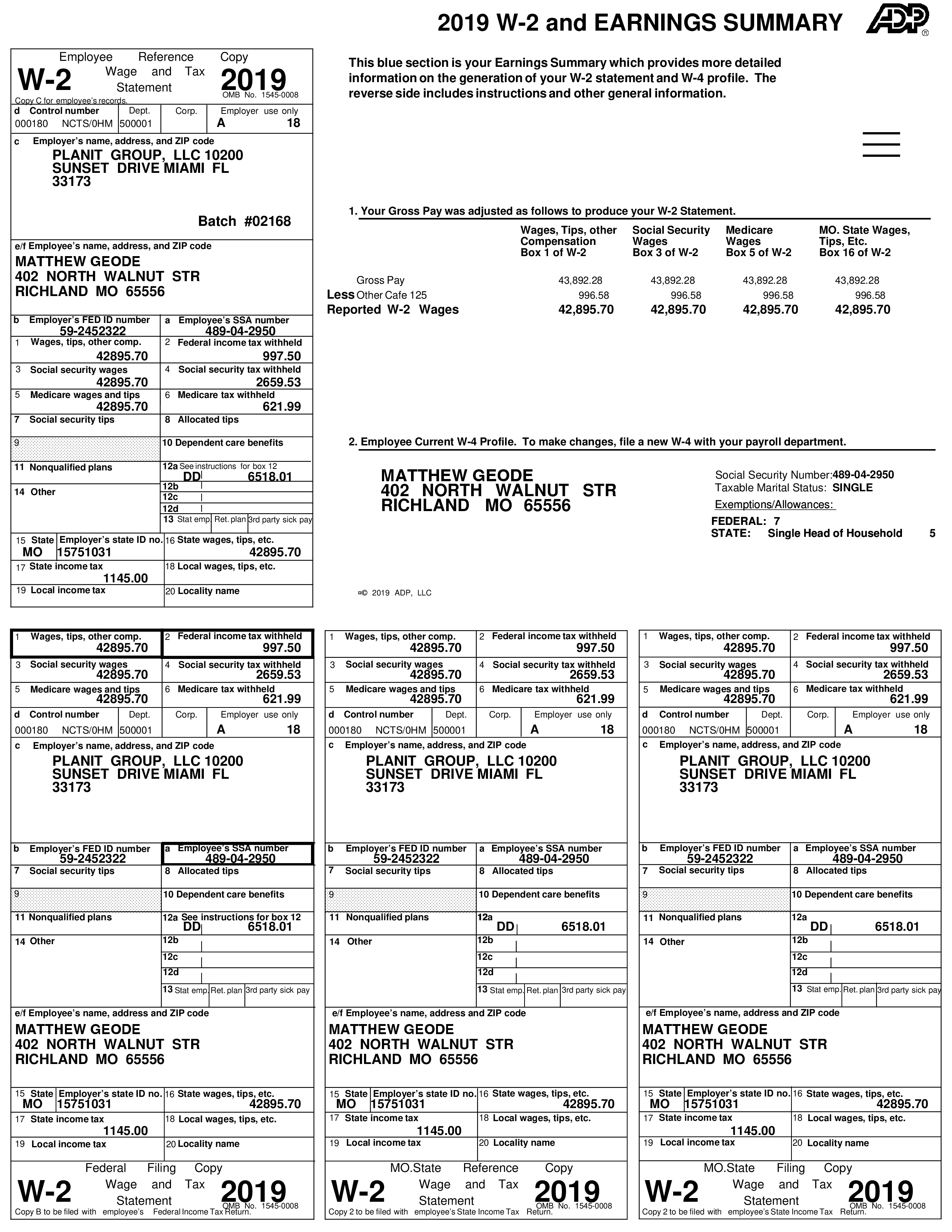 ADP W2 2019 Template