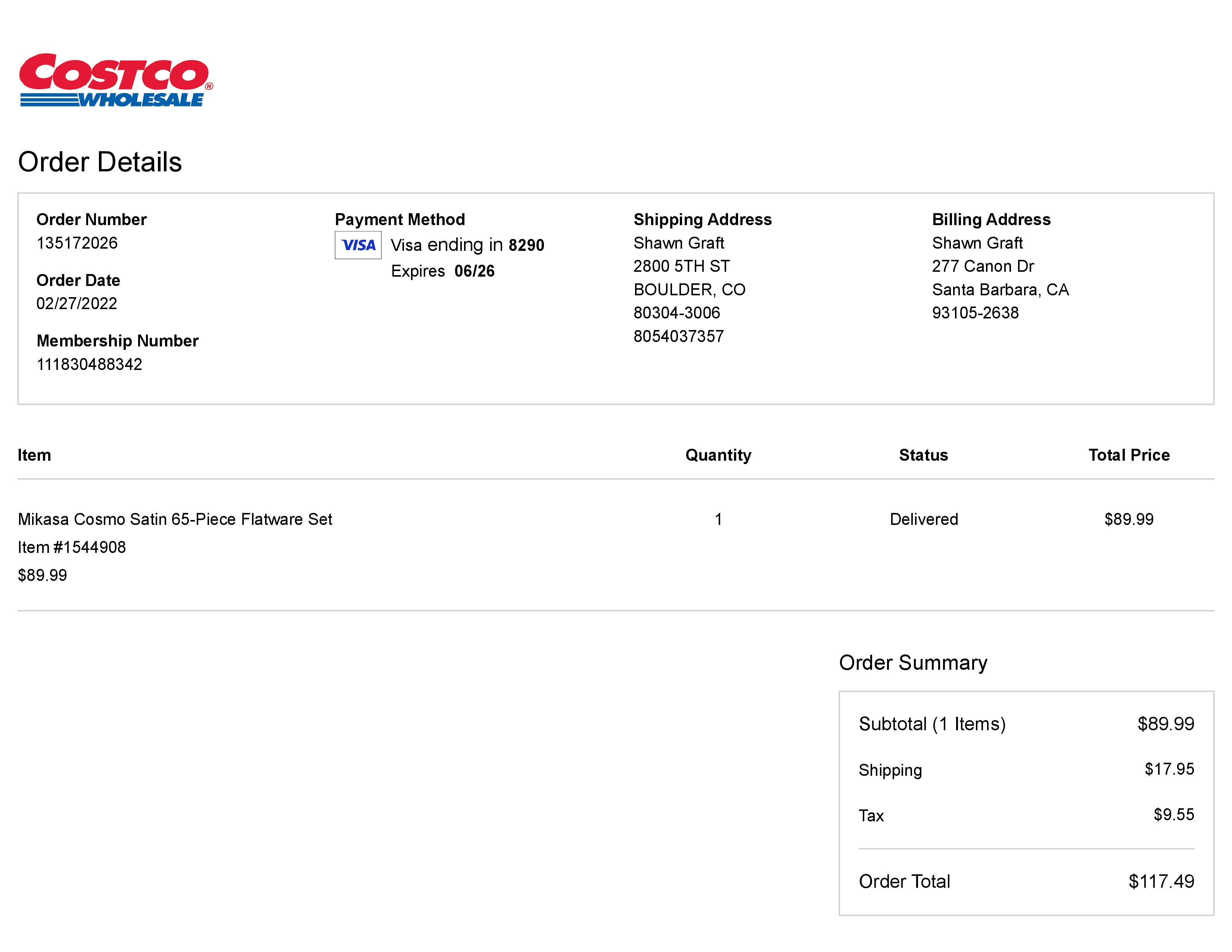 Costco invoice template - editable
